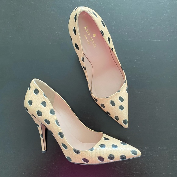 kate spade Shoes - Late Spade Licorice Pumps Beige Polka Dot